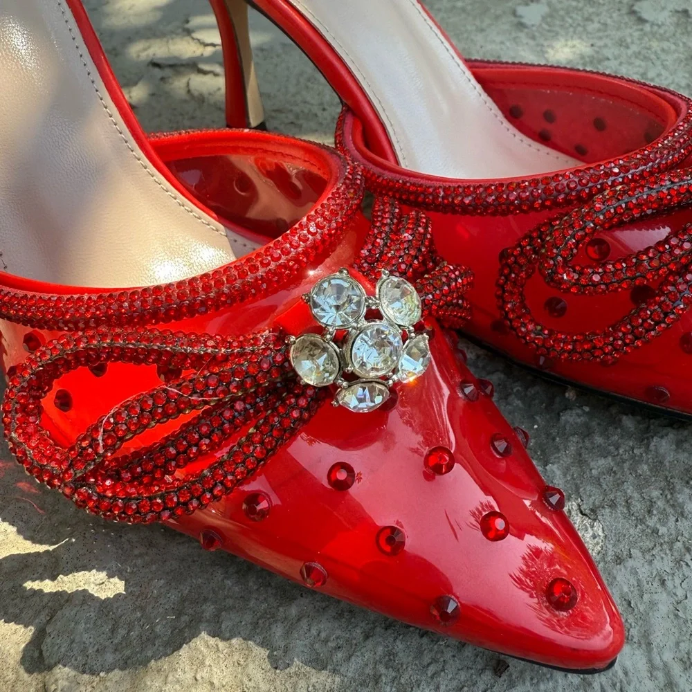 NWOT Red Crystal Bow Heels 👠 - Picture 2 of 7